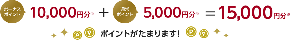 �{�[�i�X�|�C���g10,000�~�����{�ʏ�|�C���g5,000�~������15,000�~�����|�C���g�����܂�܂��I