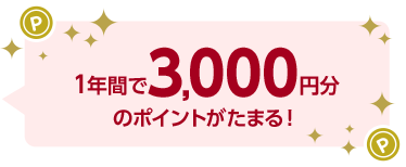 1�N�Ԃ�3,000�~���̃|�C���g�����܂�I