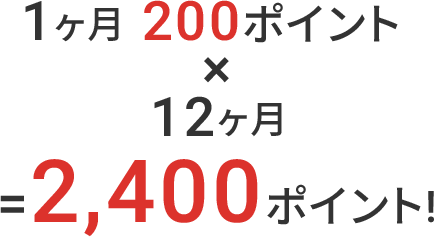 1���� 200�|�C���g�~12����=2,400�|�C���g!