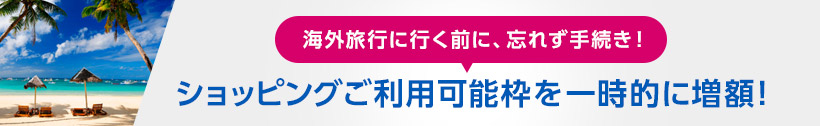 海外旅行に行く前に、忘れず手続き!ショッピングご利用可能枠を一時的に増額!